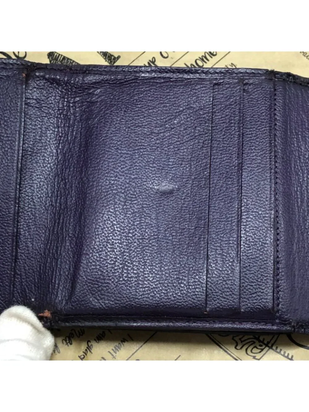 Chanel Trifold Wallet Compact CC Logo Lambskin Purple Card